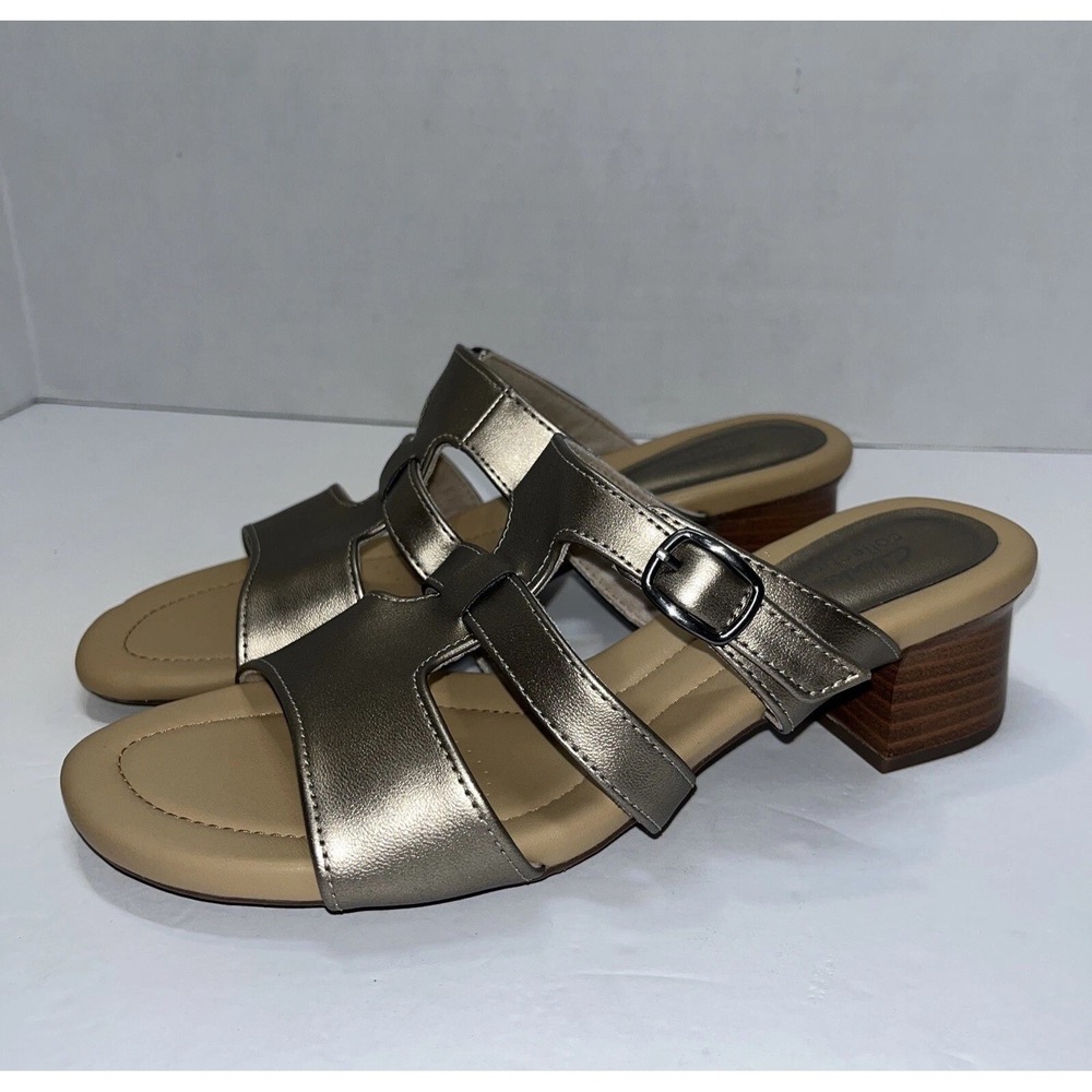 Clarks Womens Desirae Palm Sandal 71176 Sz 8.5 M Bronze Metallic Preppy Stylish